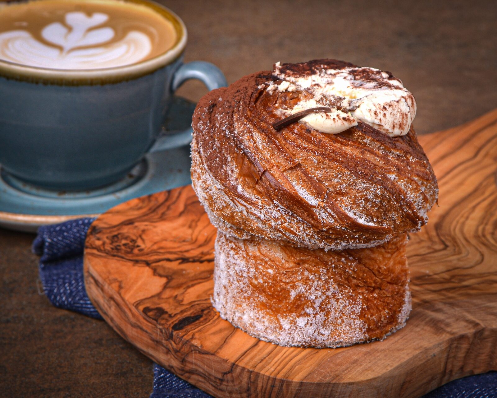 Italian pastries served with a latte at Smolenski’s Deli in Crosby