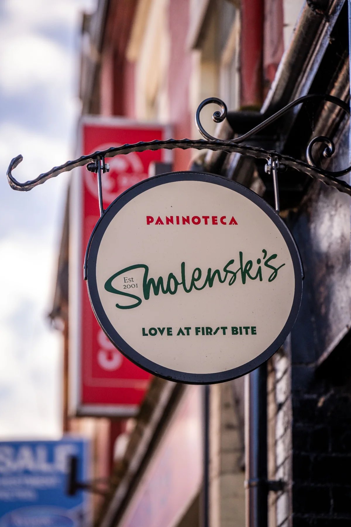Smolenski’s hanging sign outside the deli